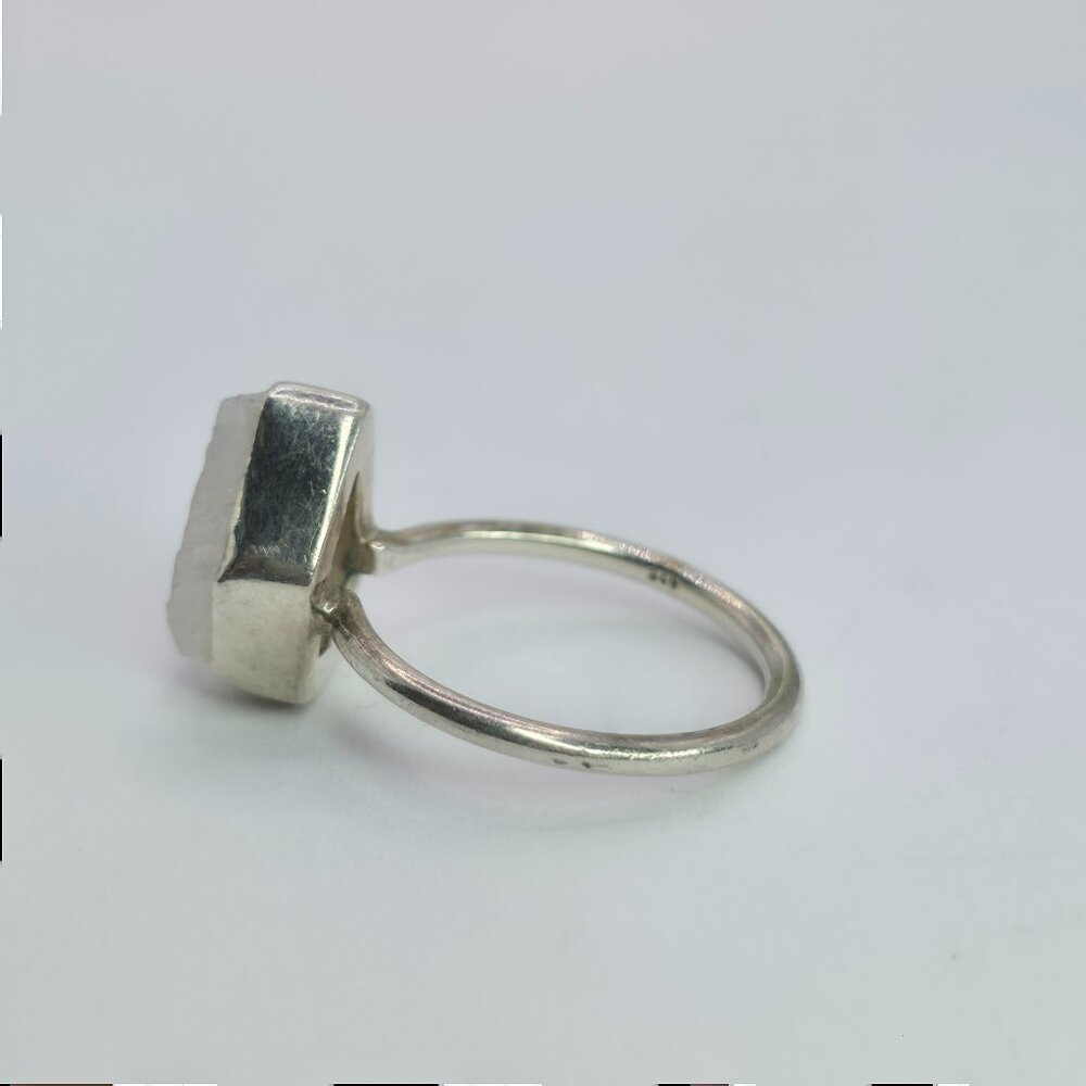 Ring 925‎ Sterling Silver  Raw Quartz Rough Cut Crystal Boho Minimalist Size 6 - Picture 5 of 7